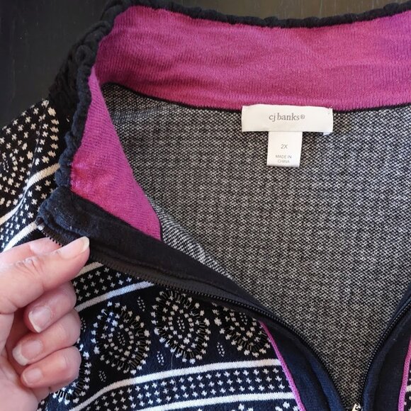 Black, White and Purple Cardigan Size 2X - Picture 7 of 11